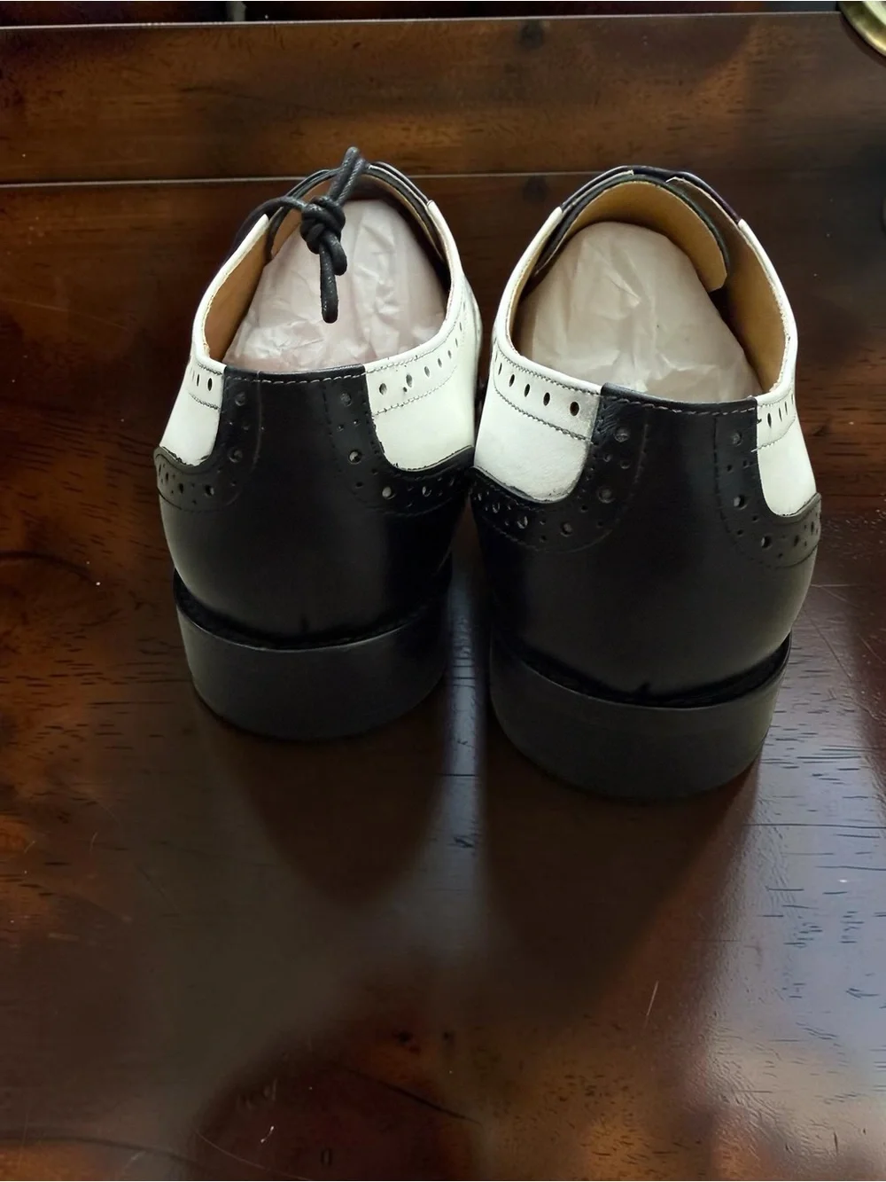Men's Black & White Two-Tone Leather Wingtip Oxfords Handcrafted